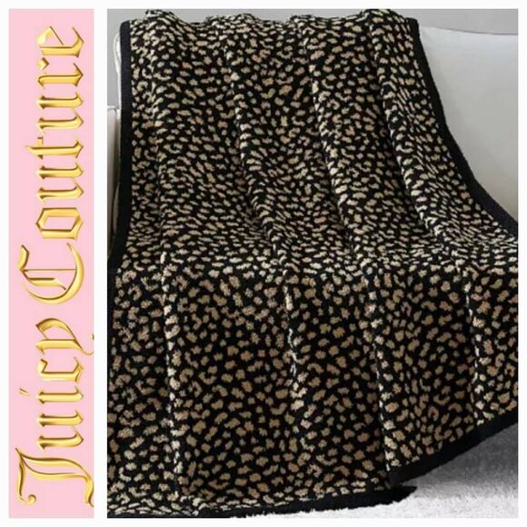 Juicy Couture Other - Juicy Couture Home Reversible Leopord Jacquard Feather Knit Throw Blanket